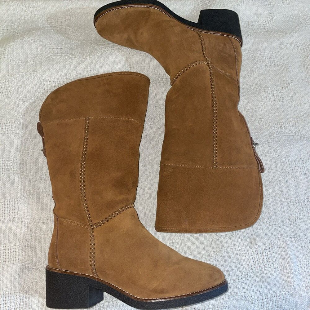 Coach Women’s Knee Boots Size 6.5 M Brown Suede Leather Going Out Party Fun